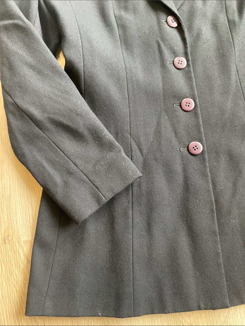 Vintage Hugo Buscati Milano Black 100% Wool Tailored Blazer Jacket Size 16 - Picture 6 of 11